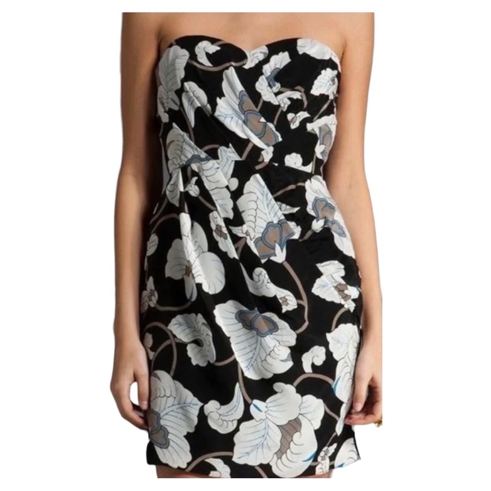 Tibi Strapless Silk Cocktail Dress